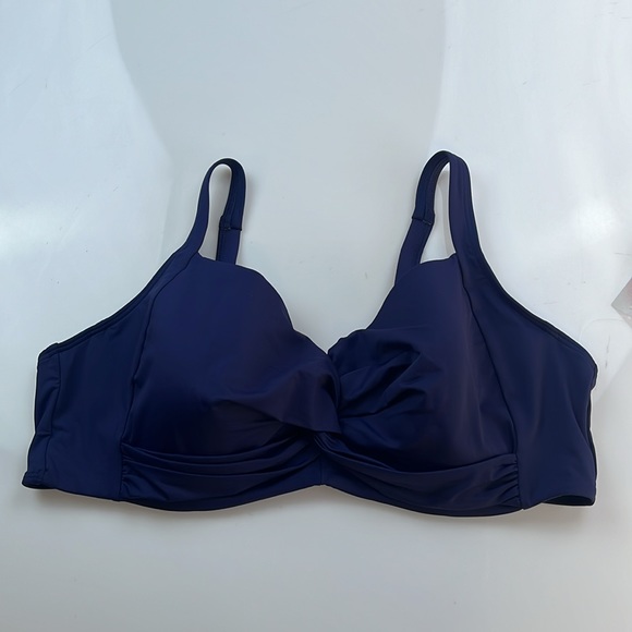 Lands End Chlorine Resistant Twist Front Underwire Bikini Swimsuit Top S119-1 - Picture 2 of 6
